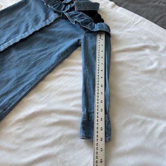 GUESS Girl's 8 Denim Cold Shoulder Button Front‎ Jean Dress Collared Lace Blue - Picture 11 of 15